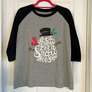 LET IT SNOW! Christmas Snowman Baseball Tee
